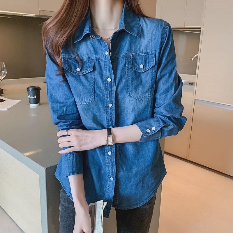 Women's Casual Denim Shirt - Trendy Spring/Autumn Lightweight Jacket