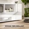16 LED Light TV Stand, with Storage - High Gloss White