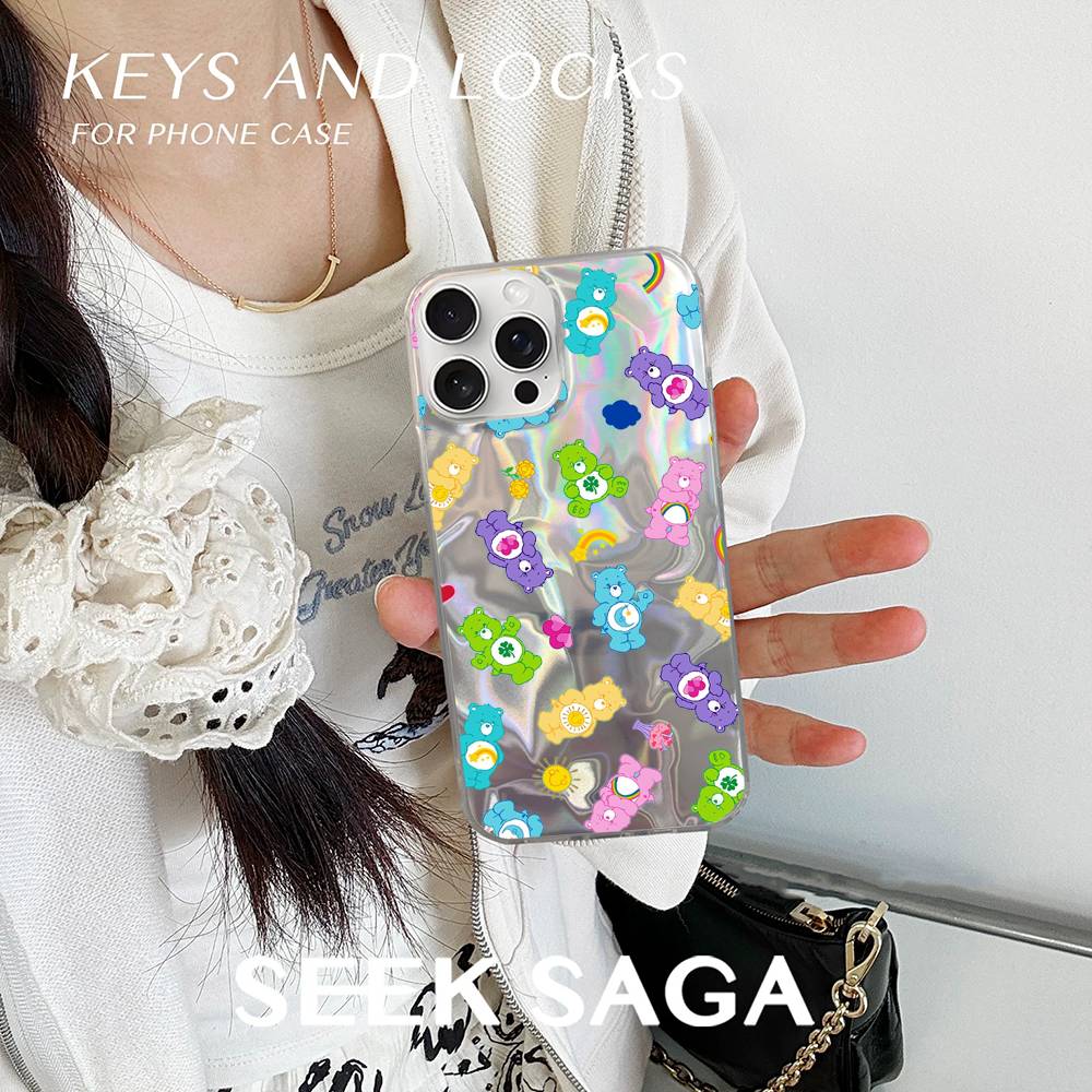 Cartoon Care Bears Phone Case For IPhone 16 15 14 13 12 11 Pro Max Mini X Xs XR Transparent Case