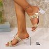 Fashion Women's Shiny Rhinestones High Heels Sandals Summer Transparent Strap Party Slippers Woman Fashion Crystal Heeled Dress Sandals