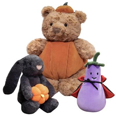 35cm Kürbis Bär Puppe Plüschtier Stofftier Angezogen Halloween Tag Cartoon Tier Plüschtier Abnehmbare Kleidung Kinder Geschenk