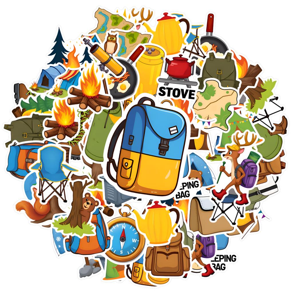 35pcs-50pcs Playful Nature Stickers Outdoor Outdoors School Supplies Stationery Stickers For Laptop Luggage Scrapbook DIY