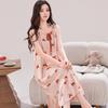 Gentle Wind Gradual Change Tie-dye Cotton and Silk Suspender Nightdress Ruffle Edge Hem Loose Pajama Skirt Women Large Size Home Skirt