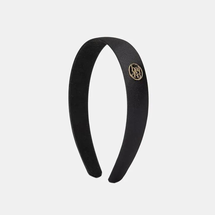 Flat Satin Logo Pendant Hairband (H007_black)