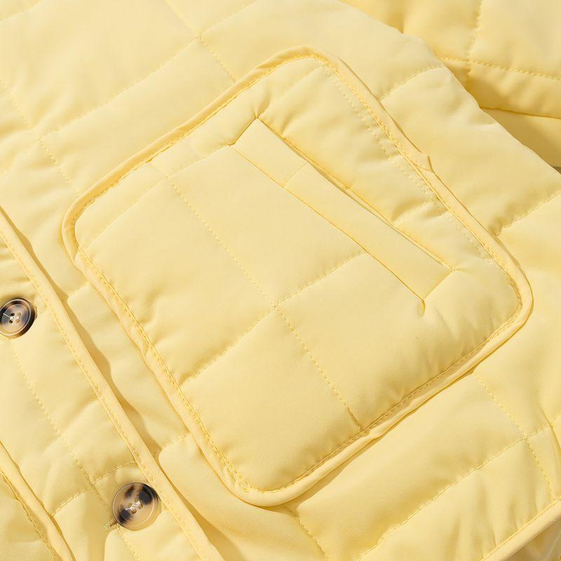 Kaslead New Women Clothes Western Style Fashion Simple and Versatile Quilted Cotton Plaid Cotton Coat Outerwear