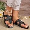 Women'S Elegant Black Floral Sandals - Comfortable Flat, Slip-On, All-Season Footwear with Golden Accents, Perfect for Beach, Pool, and Outdoor