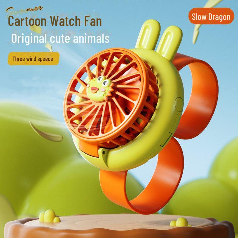 Kids' Cartoon USB Rechargeable Handheld Mini Fan - Cute, Portable Gift for Students