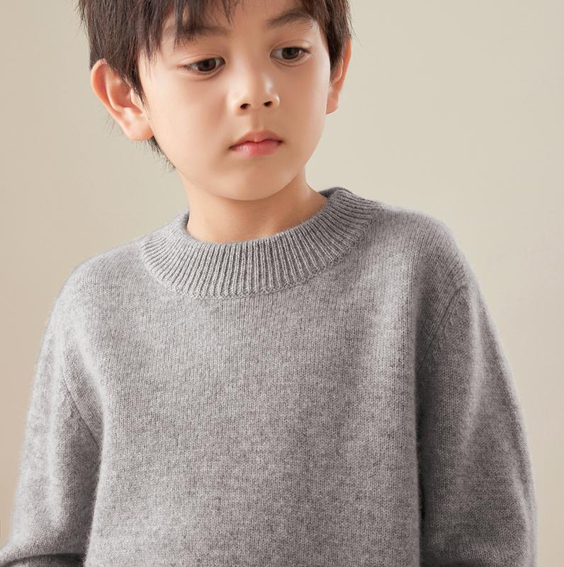 Children's Unisex Sweater Qinghe Cashmere 30% Cashmere 70% Wool Children's Autumn and Winter Wool Pullover Soft and Warm