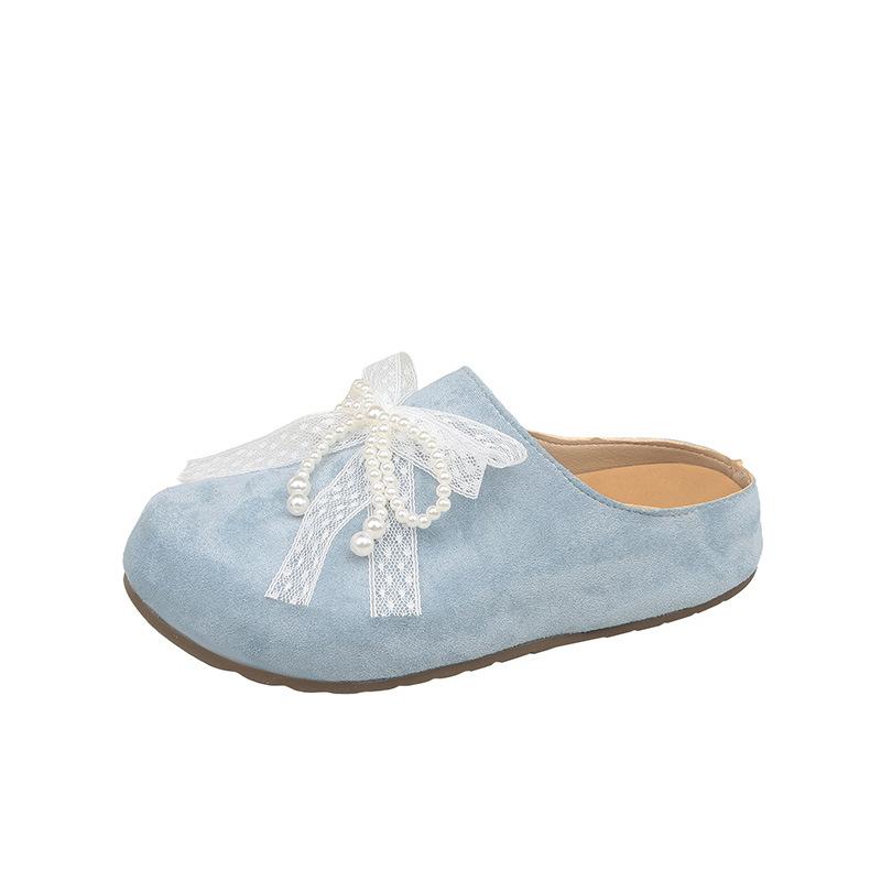 Xiaoxiangfeng half slippers women's summer wear versatile girl's heart sandals bow cute with skirt bag head slippers