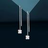 S925 Sterling Silver Four-Leaf Clover Long Ear Wire Korean Style Diamond-Inlaid Women's Earring