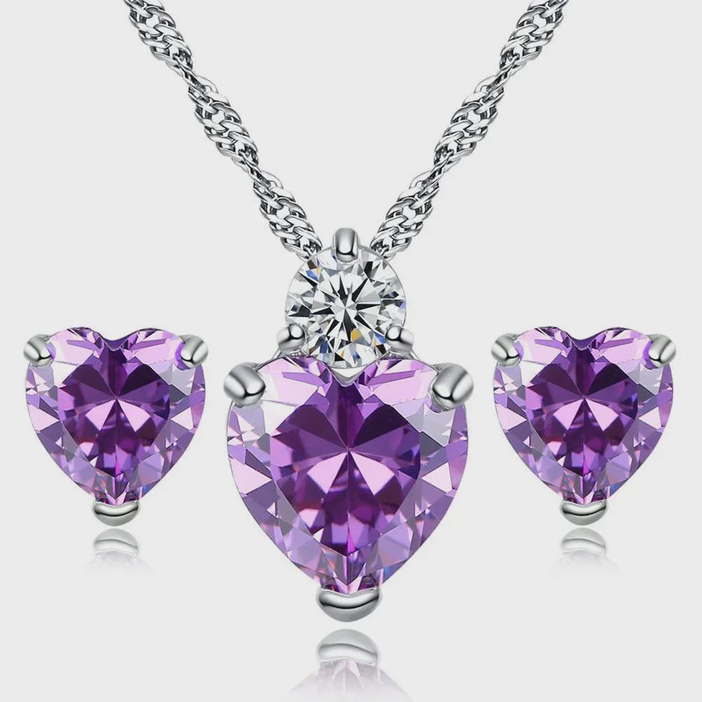 Zestaw biżuterii ślubnej z cyrkoniami: naszyjnik i kolczyki