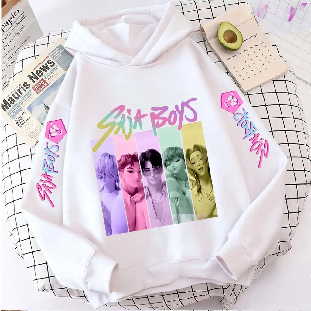 Autumn K-pop Saja Demon Hunters Print Children Hoodies Fashion Warm Kids Sweatshirt Long Sleeve Casual Fleece Hooded Streetwear