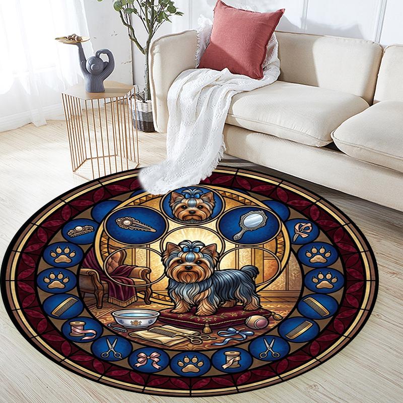 Boxer Dog Glass Round Area Rug Under Office Chairs Bedroom Living Room Home Decor