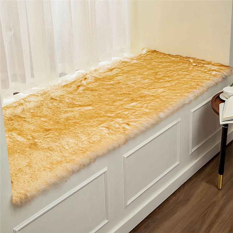 Nordic Faux Wool Plush Window Cushion & Blanket Mat for Bedroom or Balcony