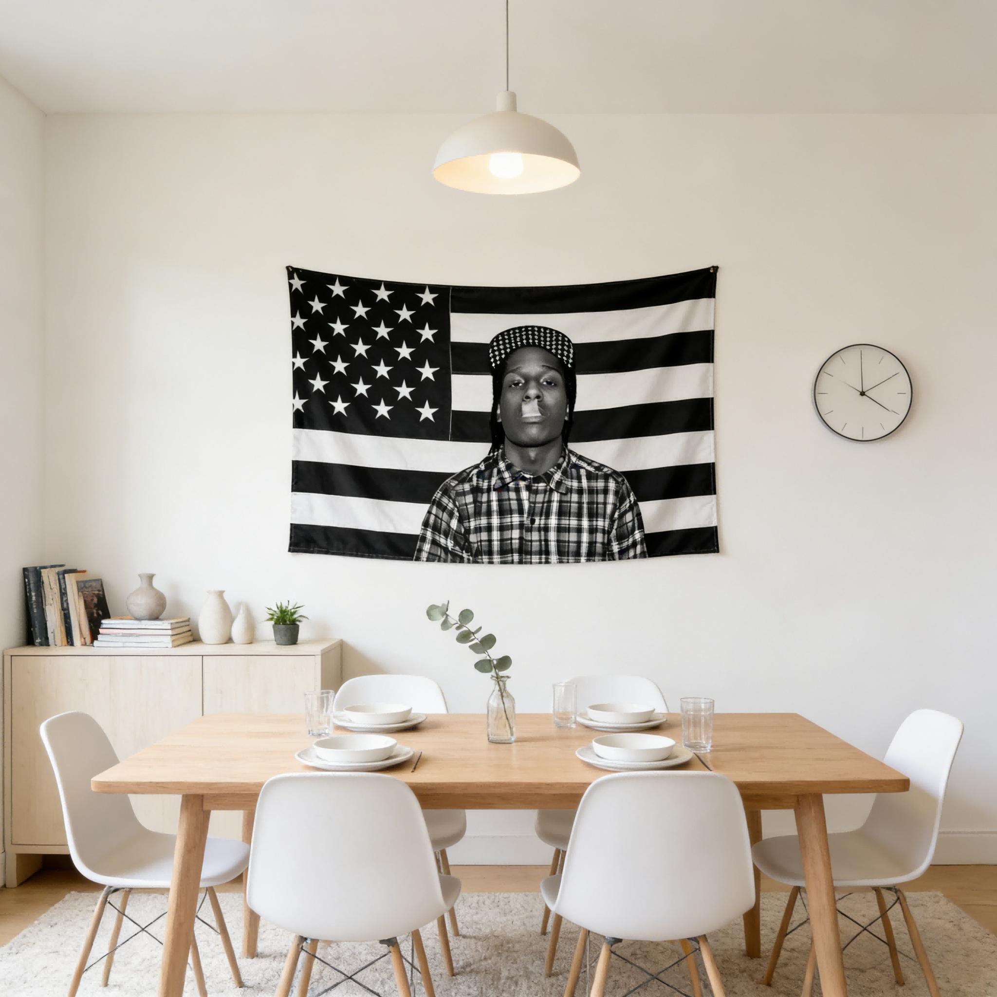 Jmg Household Supplies 1Pc A-Asap Rocky American Flag Tapestry, Hip Hop Wall Decor, Vibrant Design For Living Room Bedroom Dorm Office, Rap Music Lover