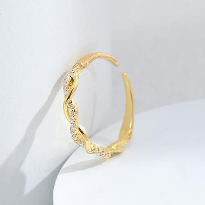Adjustable Women's Ring Retro Ins Style Personalized Zirconia Ring Twisted Twist Open Ring Delicate Student Finger Ring Wedding Party Jewelry