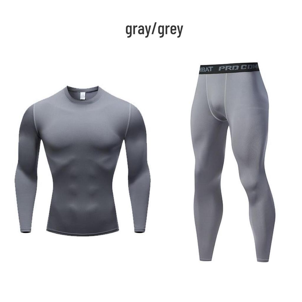 Men's Quick Dry Compression Sports Set: Long Sleeve & Pants Fitness Wear for Spring/Autumn Running & Training