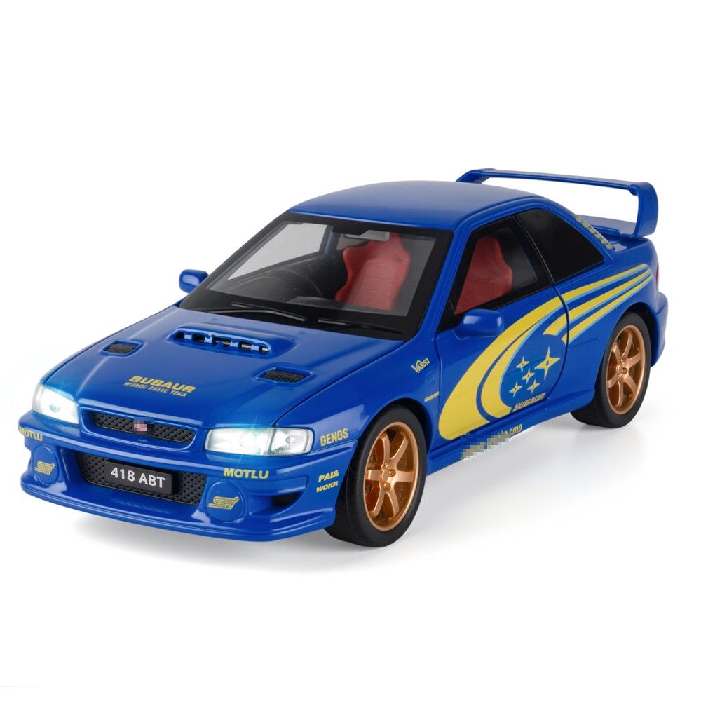 1:32 Impreza Wrx Sti Model Toy Sports Cars Alloy Diecast Miniature Supercars Sound Light Doors Opened Pull Back For Kids Gift
