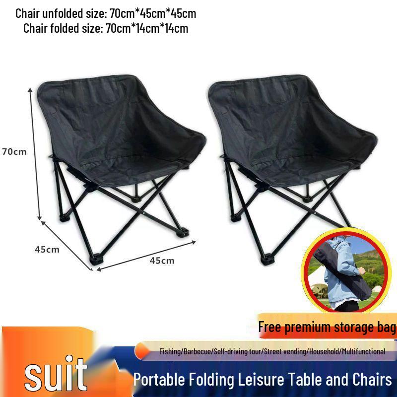Portable Metal Folding Moon Chair with Backrest for Outdoor Camping and Picnics