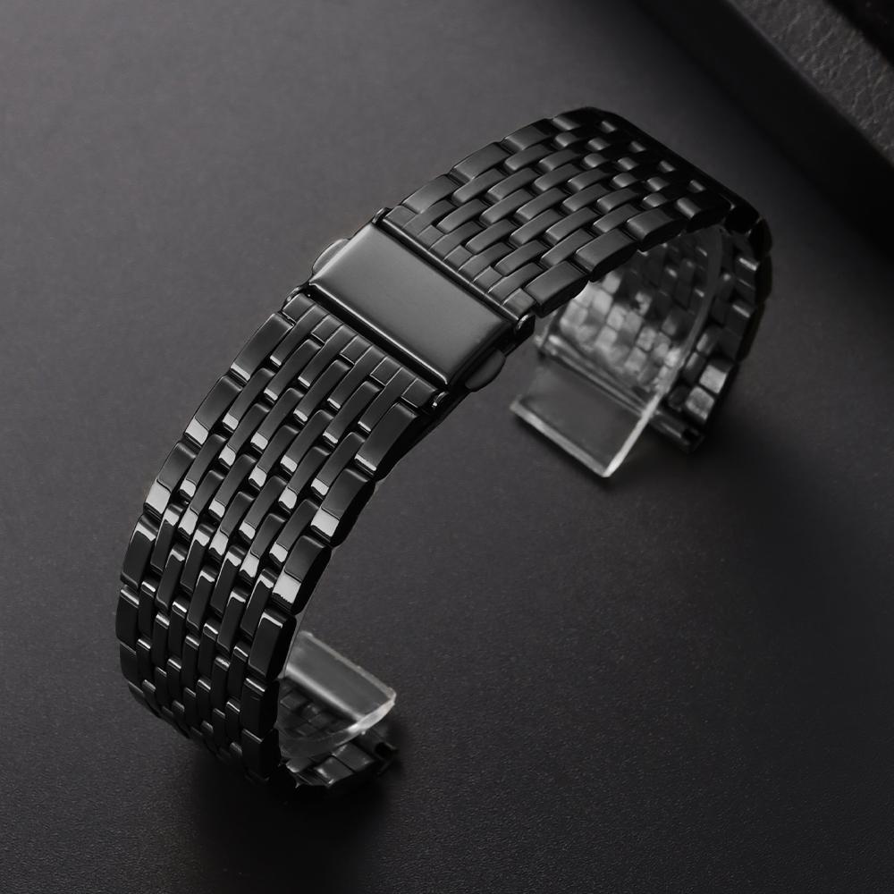 Stal nierdzewna Bransoleta do zegarka Składane zapięcie Pasek 18mm 20mm 22mm Pasek do zegarka dla Omega Czarny Złoty Srebrny Uniwersalny Męski Damski Pasek