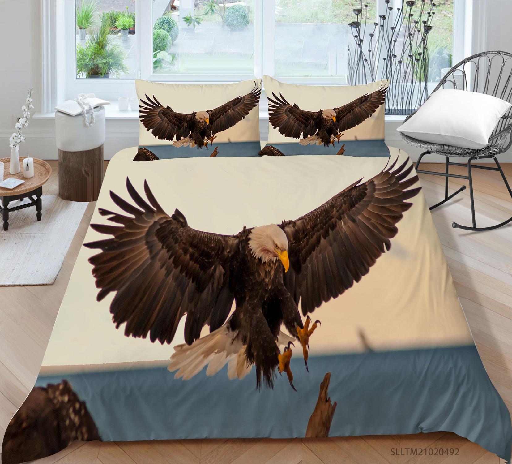 

Мягкий комплект постельного белья с 3D-принтом в виде птиц, пододеяльник с животным пухом, наволочка из 2/3 предметов, пододеяльник для королевской кровати, полноразмерное покрывало для кровати AU/DE/EU/ES EU Single 135x200cm