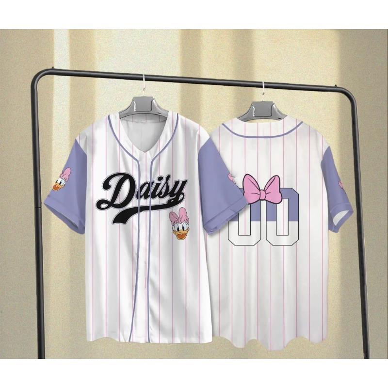 Baseball Jersey Cute Cartoon Design Summer Sports Streetwear V-Neck Tee Outdoor Sport