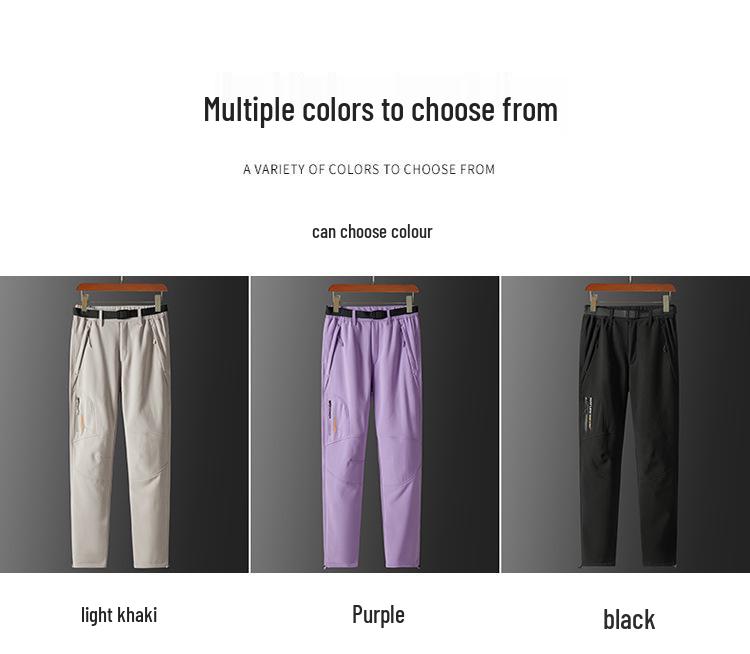 Outdoor Windproof Waterproof Thickened Ski Hiking Softshell Fleece Pants for Men and Women - Autumn Winter