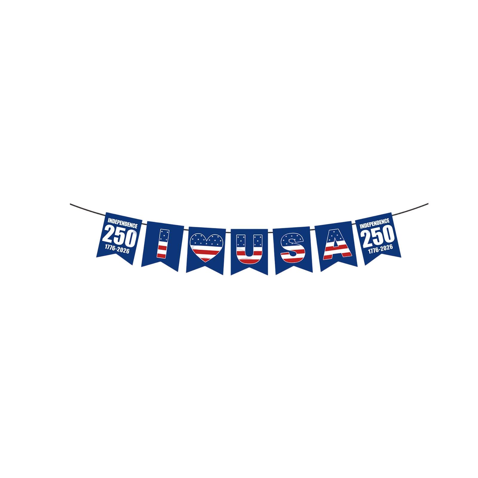 American Independence Day Party Decoration Banner 250th Anniversary Day Flag Raising Flag