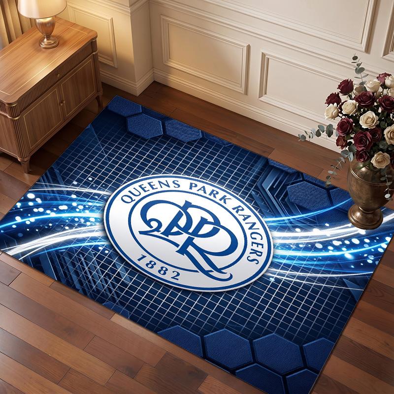 Queens Park Rangers Football Print Crystal Velvet Rug, Comfortable Water Absorbent Non Slip Indoor Floor Carpet