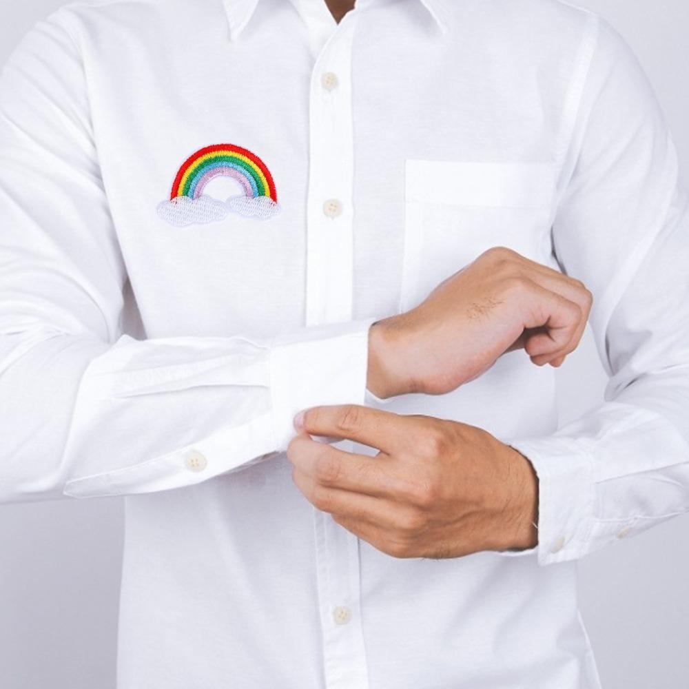 10 Stück Bunte Stoffflicken Regenbogenmuster Aufbügelflicken Aufnäher Kleidung Dekoration