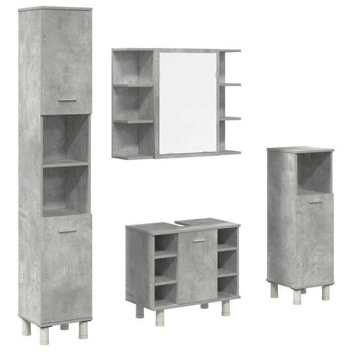 VidaXL 4-piece Bathroom Furniture Set Concrete Grey, Bathroom Cabinet, Bathroom Cupboard, Furniture 3324850