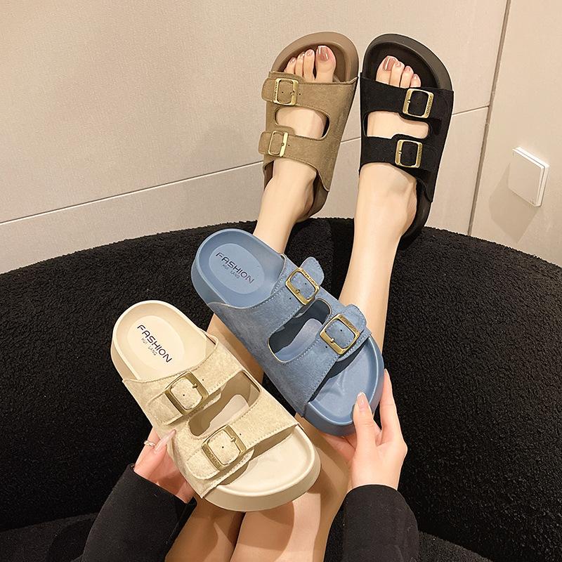 

Platform shoes cool slippers women s summer wear 2025 new with skirt premium beach slippers 39 синій