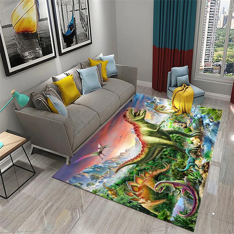 3D Dinosaur Carpet Cute Animal Rug Jurassic Park Floor Mat For Kitchen Bathroom Entrance Hallway Decor Living Room Tea Table Mat