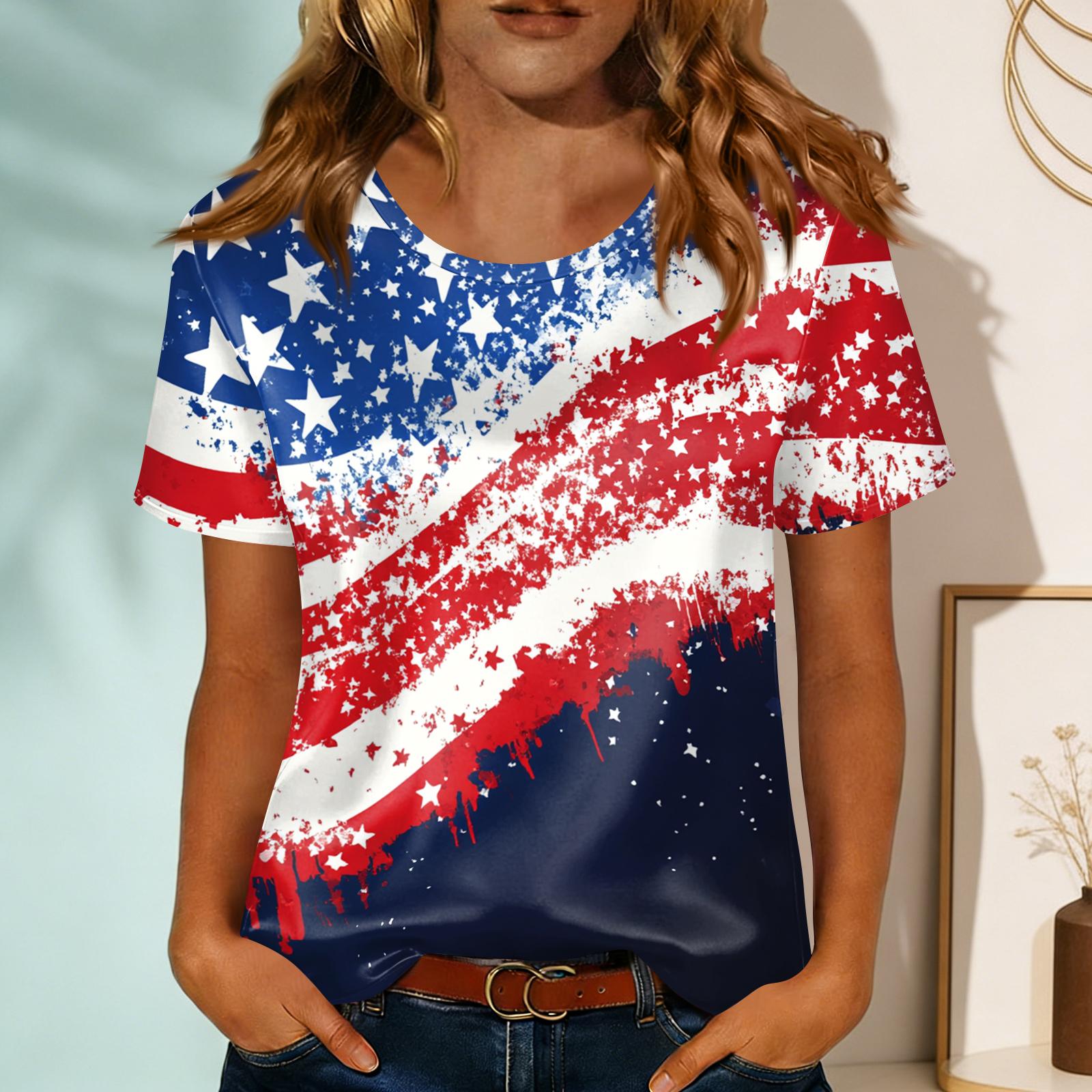 

Women s Fashionable Casual Round-neck Printed Short-sleeved T-shirt Top S