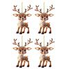 2D Flat Acrylic Elk Pendant Cartoon Deer Car Rearview Mirror Charm Christmas Tree Hanging Decoration for Auto Interior Accessories Holiday Window Wall