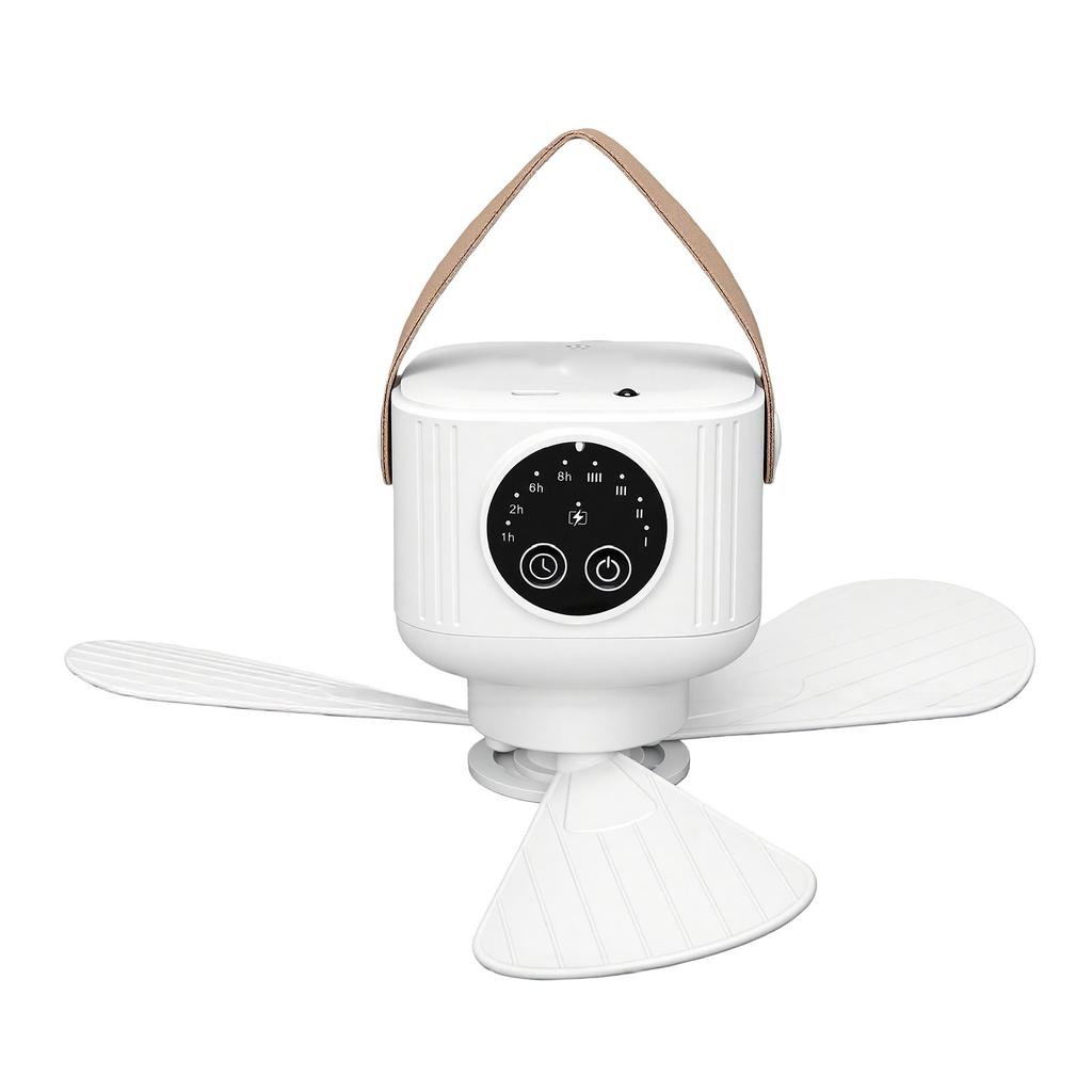 Ceiling Fan Portable Camping Fan with LED Light USB Rechargeable Battery Operated Support Hanging and Remote Control