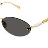 GUCCI Brand Design Metallic Oval Sunglasses Women's Gold