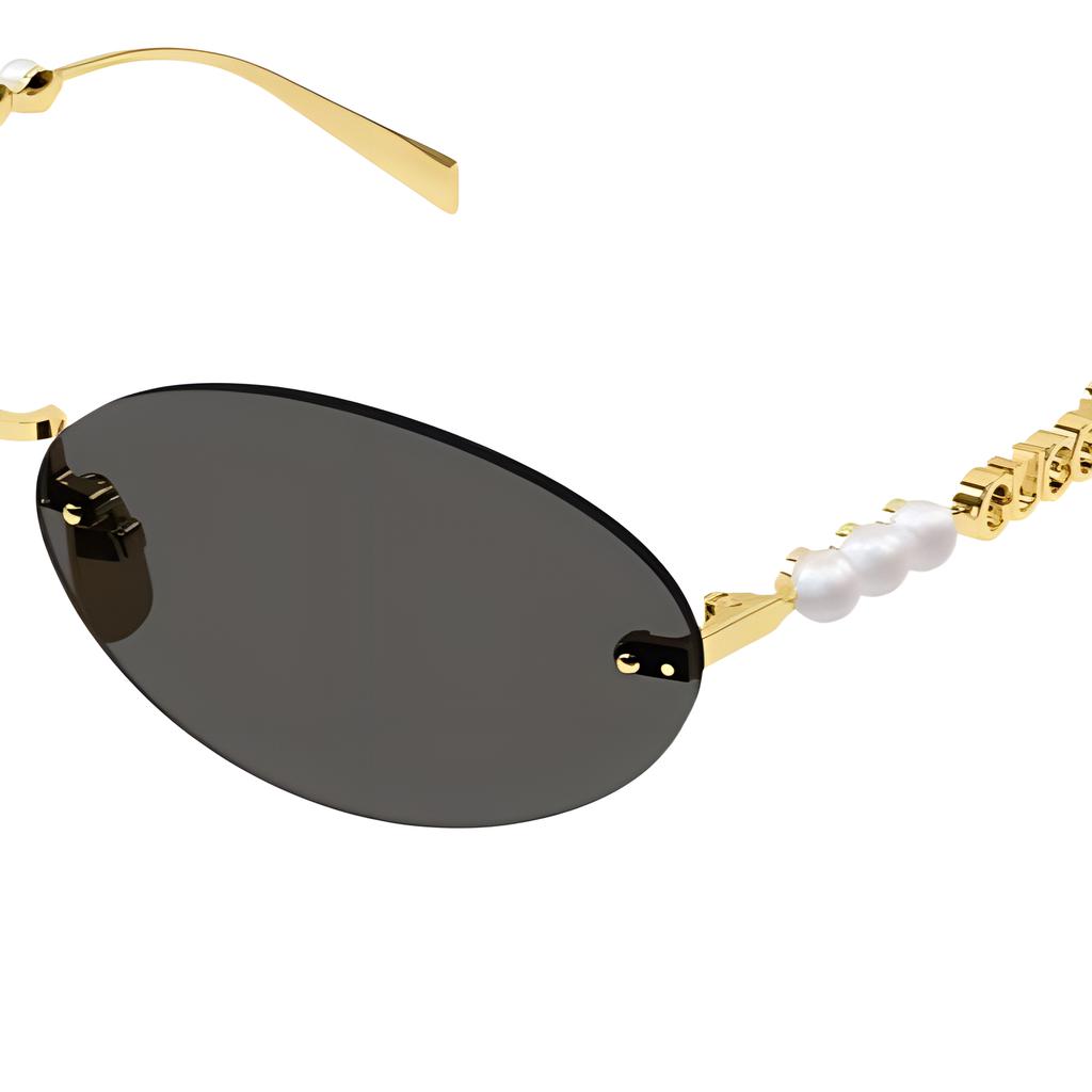 GUCCI Brand Design Metallic Oval Sunglasses Women's Gold