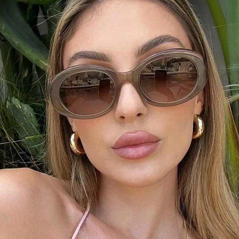 Yto Household Items Women's Black/Light Oval Jelly Color Sunglasses Fashion Tea Shades Uv400 Men Trending Gradient Sun Glasses Cm