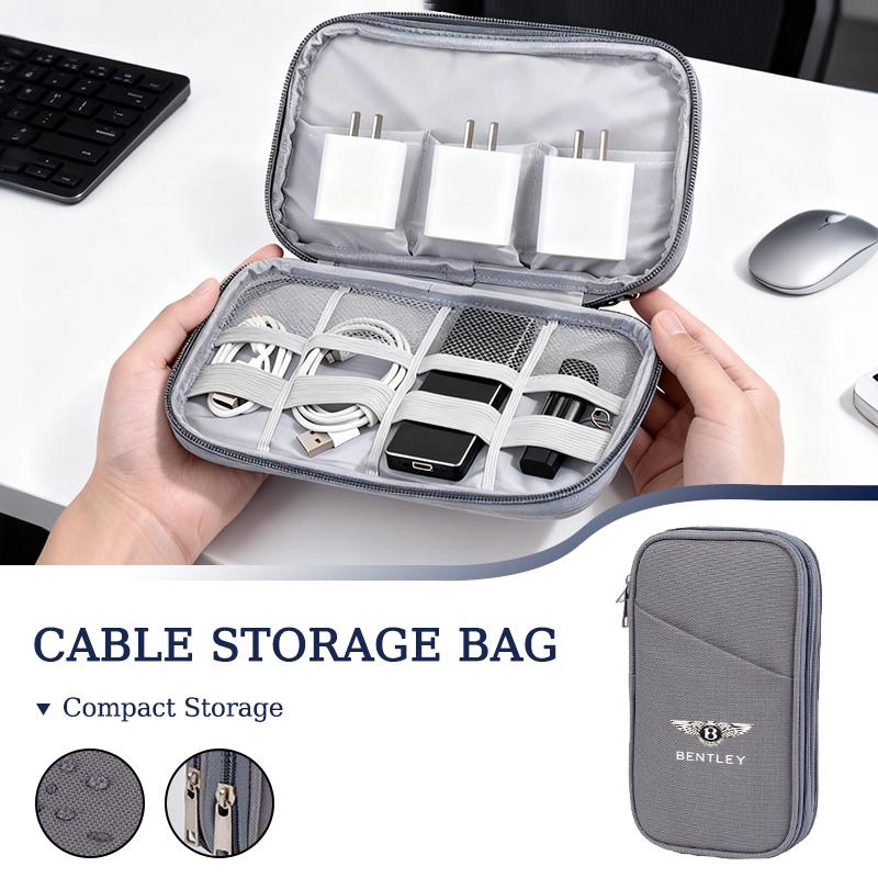 Cable Storage Bag Waterproof USB Data Line Charger Plug Headphone Travel Storage Bag Accessory Storage Bag For Bentley LOGO