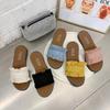Spring and summer new lace one-word slippers flat heel casual women's sandals women's shoes student flat beach shoes