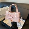 Chic Korean Style Bowknot Crossbody Bag In Black Beige Pink Silver For Women
