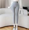 Women's Gray Velvet Leggings, Thick, High-Waisted, Slimming, Autumn/Winter 2026 Style