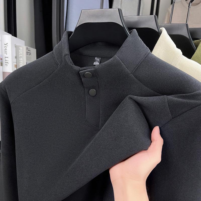 

Men s Deep Gray Thickened Stand-Up Collar Button-Up Hoodie - Autumn/Winter Warm Casual Pullover, Available In Multiple Colors. XXXL чорний