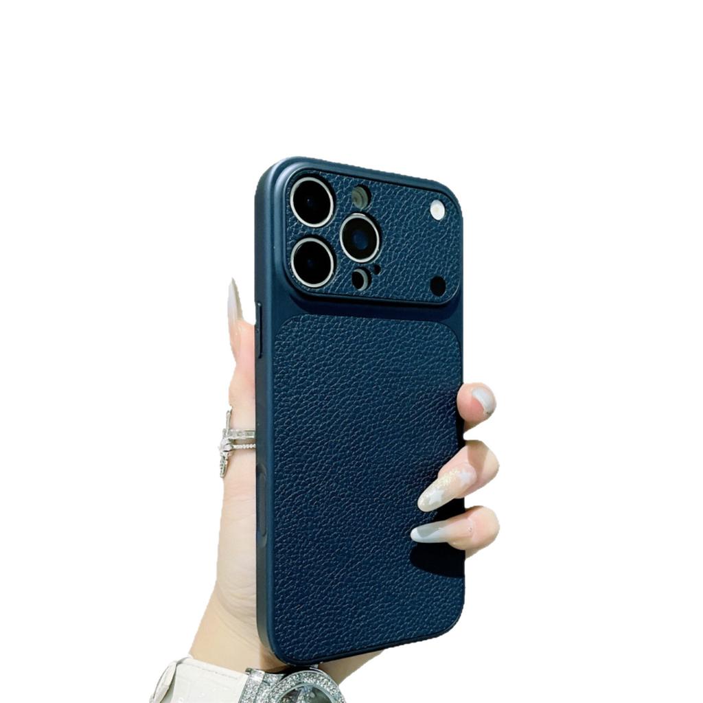 Seconds Change 17 Lychee Pattern, Suitable for iPhone15ProMax Mobile Phone Case Imitation Leather Apple 16 All-inclusive 13 Protective Case 14