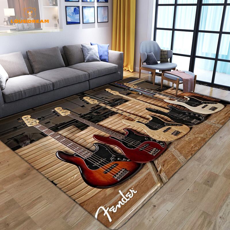 

Красочные гитарные 3D-печатные ковры для гостиной, нескользящие коврики