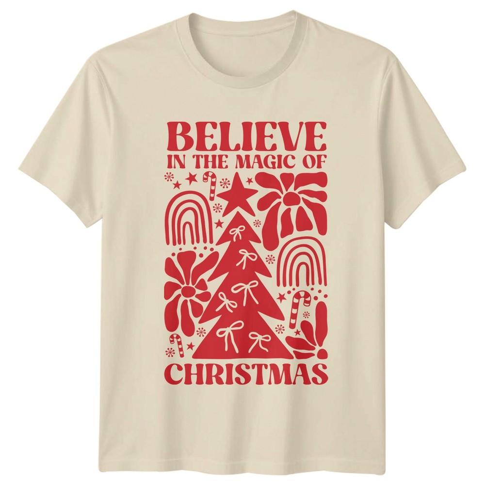 Believe In The Magic Of Christmas Holidays Tee Unisex Unisex Retro Graphic