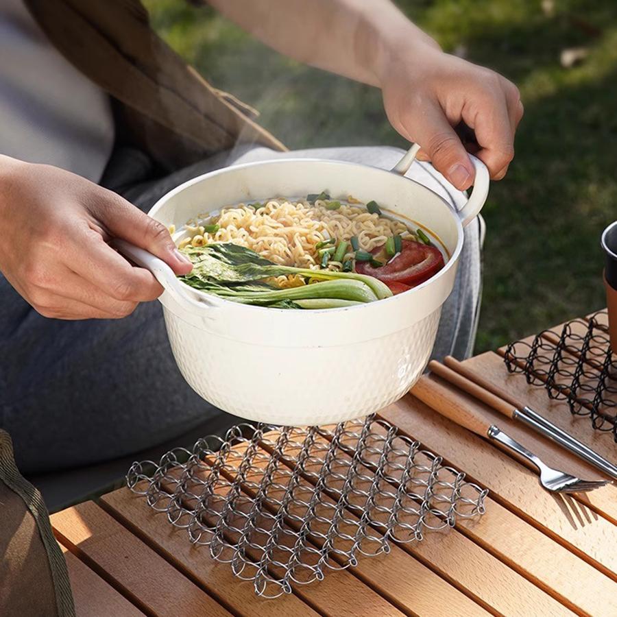 Outdoor Spring Insulated Mat 304 Stainless Steel Heat Insulation Pad Trivet Mat  Pad for  Dishes Pots and Pans for Camping