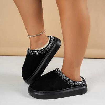 2026 Hot Sale Ladies Shoes Baotou Women's Slippers Fashion Plus Velvet Daily Slippers Women Winter Plus Sizes Flat Slippers