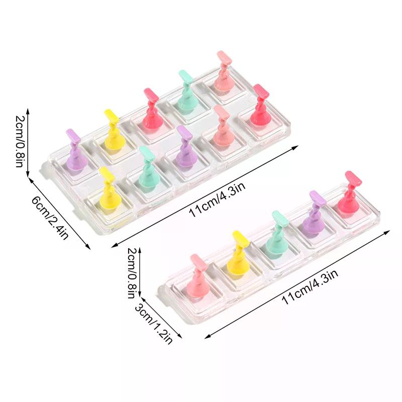 5/10 Grid Transparent Acrylic Nail Display Stand Multi-Purpose Mannequin Holder For Press On Nails Without Magnet Training Base